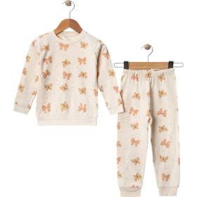 Resim Enza Butik Kız Çocuk %100 Pamuk Yumuşacık Interlok Kumaş Kelebek Desenli Pijama Takımı 3-6 Yaş 