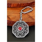 Resim Aykat_Kuyumculuk Anahtarlık Ayyıldız Işlemeli Oksitli Telkari Gümüş Anahtarlık Ant 