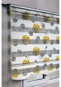 Resim Etekli Fenerbahçe Taraftar Kanarya Desenli Genç Odası Zebra Stor Güneşlik Perdeler 