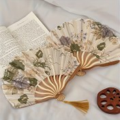 Resim Tül ile şık vintage su temelli resim fanı - Taşınabilir Çin tarzı dans fanı, erkekler ve kadınlar için uygun elinde taşınabilir süs, günlük kullanım ve özel etkinlikler için ideal - Anneler Günü hediyesi ve ilkbahar yaz partisinin en iyi seçimi 