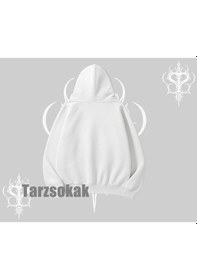 Resim Kapşonlu Sweatshirt Oversize Anime Kız Desenli Japon Stil Beyaz 