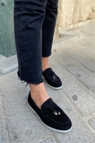 Resim NILUFARR Lou Siyah Hakiki Süet Kadın Casual Ayakkabı 