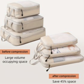 Resim 3'lü Seyahat için Sıkıştırma Paketleme Küpleri Seti, Seyahat Çantaları Bagaj Düzenleyicileri Seyahat Temel Gereçleri El Bagajları için Sıkıştırma Küpleri 