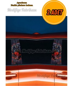 Resim Modifiye Fabrikası Araç Kapı Direği Kaplama Folyosu Uv Baskılı 2'li Set 22x49 Cm - Kaplan Desenli 