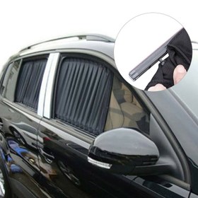 Resim 2 Paket Ayarlanabilir Araba Pencere Güneşlikleri, Naylon Örgü Kumaş, Sürücü Yanı Isı Yalıtımı ve UV Koruma, Çoğu Araç İçin Uygun - Siyah 