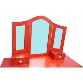 Resim BENGİ TİCARET Makyaj Masa 19330 Dresuar 9Çekm Kayın Aslan Ayak Kırmızı Lake Yan açıl El yapım 