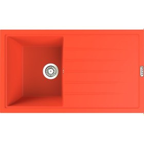 Resim Polex Cristalüx Granit Evye P-03 Turuncu Tezgah Altı Ve Tezgah Üstü Mutfak Evyesi 85x49.5 CM 