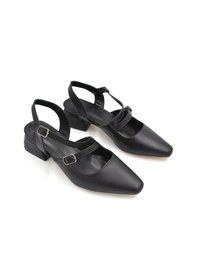 Resim Prego Wiesse Kapalı Burun Çift Tokalı Alçak Topuk Kadın Ayakkabı Siyah Siyah 