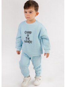 Resim Harika Kids Erkek Çocuk Kapitone Kumaş Alt Üst Takım Mavi 