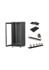 Resim Setrack 19'' 20u 600x600 Rack Kabinet+2lifan+sabit Raf+grup Priz+kablo Organizer 