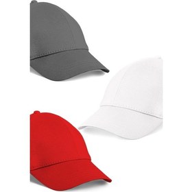Resim Unisex 3'lü Set Gri,kırmızı Ve Beyaz Renk Beyzbol Şapka - Unisex Çok Renkli 