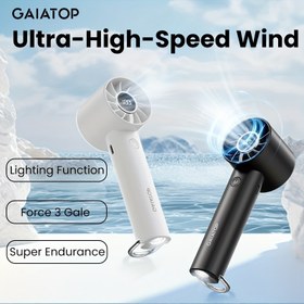Resim GAIATOP USB Şarj Edilebilir Mini Fan LED Ekran ve El Feneri ile, 3 Hız Ayarlı, Erkekler ve Kadınlar için Taşınabilir El Fanı, İç/Dış Mekan Seyahatleri için İdeal, Siyah 