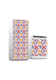 Resim Buzdolabı Ve Bulaşık Makinası Beyaz Eşya Sticker Kaplama Çiçekler Boyama 