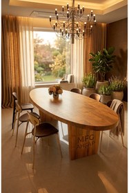Resim MFG AHŞAP Oval Doğal Ahşap Yemek Ve Toplantı Masası 170x80 