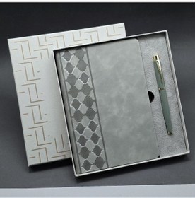 Resim Universal Kutulu Gri Defter Ve Metal Kalem Seti 