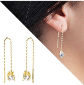 Resim Tesbihane Zirkon Tektaşlı Sandviç Tasarım Gold Renk 925 Ayar Gümüş Sallantı 