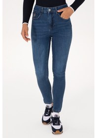 Resim U.S. Polo Assn. Kadın Koyu Mavi Skinny High Waist Fit Jean Pantolon 50317616-DN0023 