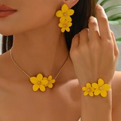 Resim 1 Set 4 Bohemian Moda Çiçekli Küpe ve Kolye Bilezik Takımı, Yazlık Niş Tasarım Vintage Tarzı Takı Seti, Anneler Günü Sevgililer Günü Kadınlar Günü Hediyesi, Bayanlar için Günlük Parti Tatil Dans Festival Düğün Her Durum İçin Uygun 