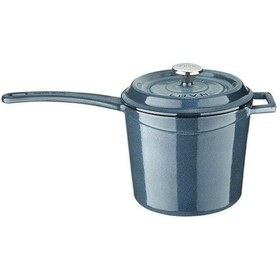 Resim Lava Döküm Yuvarlak Sos Tenceresi Çap Ø 18cm. Döküm Demir Yekpare Saplı Premium Serisi - Majolica Gri Gri 