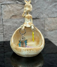 Resim Dekoratif Polyester Çerezlik&telefonluk Biblo Krem Gold Eskitme 