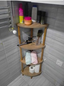Resim Mutfak Banyo Dolabı Rafı Çok Amaçlı Organizer Raflar Köşelik Ahşap Raflı 4 Katlı Beyaz 110x39 - Atlantik Çam Naturel 