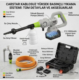 Resim Carstar Cr-25779 Yüksek Basınçlı Beyaz Oto Yıkama Makinesi Şarjlı Yıkama Makinası 