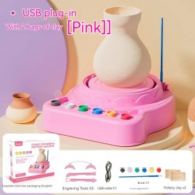 Resim Huiding Up Çocuk Çömlek Makinesi Oyuncak Seti Diy Boyalı Çizim Çömlek Makinesi (Yurt Dışından) 