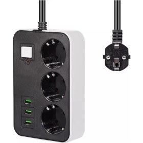 Resim My Best Store 3 Usb’li 3’lü 1.8 M Akım Korumalı Priz (4887) MYBESTSTORE-482957 