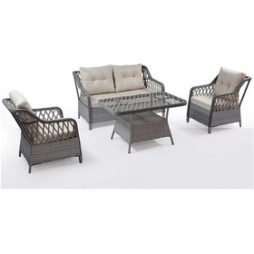Resim Menekşe 2+1+1+masa Rattan Bahçe Balkon Mobilyası Krem 