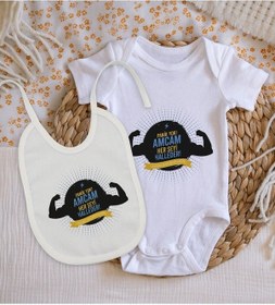 Resim Bitmeyenkartus Bk Kids Amcam Her Şeyi Halleder Tasarımlı Bebek Body Zıbın Ve Mam Çok Renkli 