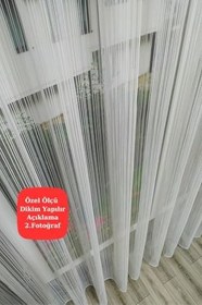 Resim Lüks Zincir Desenli Çizgili Gramajlı Ütü İstemez Kırışmaz Sık Pile En X Boy,Kırık Beyaz 100 250 