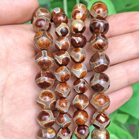 Resim Doğal Dzi Akik Boncuklar Tibet Sarı Futbol Akik Cazibesi Yuvarlak Boncuklar Takı Yapımı DIY Bileklik Aksesuarları 8/10mm 15'' 