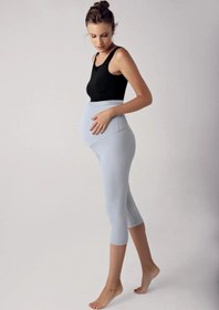 Resim Ayarlanabilir Yüksek Bel Esnek Toparlayıcı Diz Altı Kapri Hamile Tayt T08 - Siyah / M 