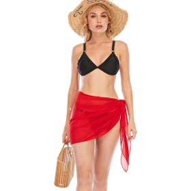 Resim Beruflic Kadın Kırmızı Transparan Belden Bağlamalı Pareo 