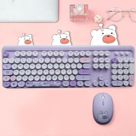 Resim Microcase Mofii Ayıcık Desenli Kablosuz Renkli Yuvarlak Tuşlu Klavye Mouse Set-AL4258 (Bej) 