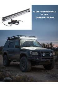 Resim KAPOTO 70cm 7 Fonksiyonlu 24 Led Off Road Çakar Bar 9V-30V 4x4 Beyaz Projektör Işık Led 
