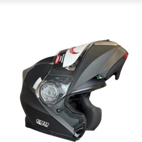 Resim Crn Kask Çene Açılır Modular Motosiklet Kaskı Güneş Vizörlü Ece Belgeli Siyah 