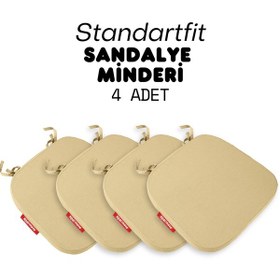 Resim Xpermate 4'lü Standartfit Oval Sandalye Minderi 42x42x5 Bej 