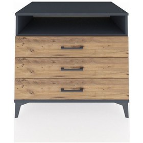 Resim Kronos Şifonyer Tek Raflı 3 Çekmeceli 88x59x80 Antrasit-çam Antrasit 