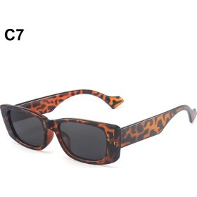 Resim Xifu Shop C C7 Küçük Dikdörtgen Moda Renkli Kare Retro UV400 Plaj Gözlüğü (Yurt Dışından) 