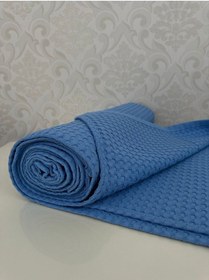 Resim Premium %100 Pamuk Çift Kişilik Yazlık Pike, Yatak Örtüsü,terletmez Kumaş Mavi Renk 240x200cm Mavi 