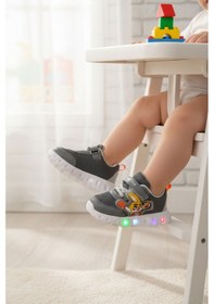 Resim Füme Cırtlı Işıklı Fileli Hafif Bebek Spor Ayakkabı 1015 B Füme 