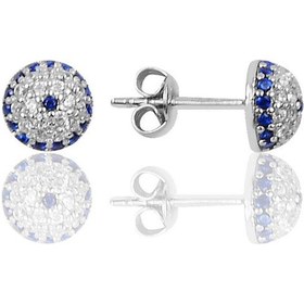 Resim Gümüş Nazar Modeli Yarım Top Küpe N11.45457 