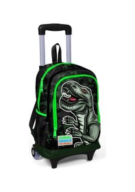 Resim Coral High Kids Koyu Yeşil Siyah Dinazor Desenli Çekçekli 2'li Çanta Seti Set0223925 