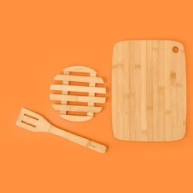 Resim Bambum Circle 3 Parça Bambu Mutfak Seti - Açık Kahverengi 