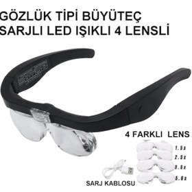 Resim - Şarjlı Gözlük Büyüteç 4 Farklı Lens -11537dc 