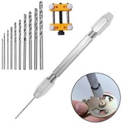 Resim Sones Çift Uçlu Çelik Kazma + Tutucu + 10 Matkap Alüminyum Alaşımlı El Matkabı Zımbası 