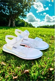 Resim Moda Lime Cırtlı Esnek Taban Tam Ortapedik Dayanıklı Geniş Kalıp Kız Çocuk Spor Sandalet Terlik 