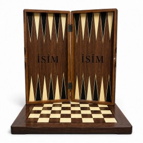 Resim MSMETICARET Kişiye Özel Ceviz Desen Polyster Kaplama Tavla XXL 