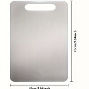 Resim 1 adet Yüksek Kaliteli Paslanmaz Çelik Mutfak Kesme Tahtası - Çift Taraflı Kaymaz Yüzey, Temizlemesi Kolay, Sebzeler, Meyveler, Etler için Dayanıklı Gıda Güvenli Kesme Tahtası | Modern Mutfak Gereksinimi ve Hijyenik Hazırlık Yüzeyi, Yemek Hazırlama, Meyve Dilimleme, Kesme Tahtaları 